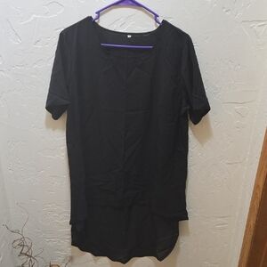 3/$10 Sheer Black Hi-Low Short Sleeve Tunic Top